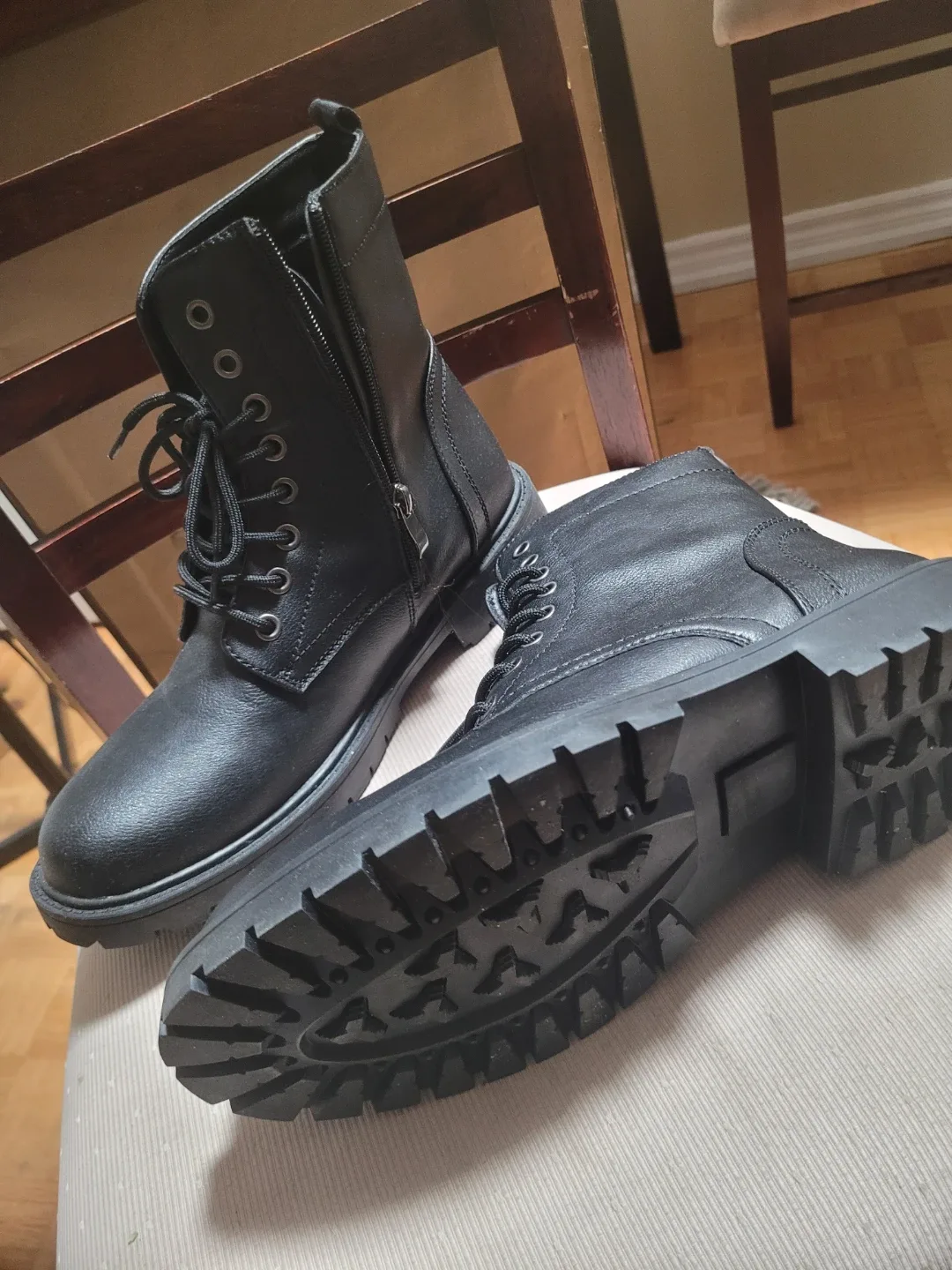 NEW Black Combat Boots image indicator(2)