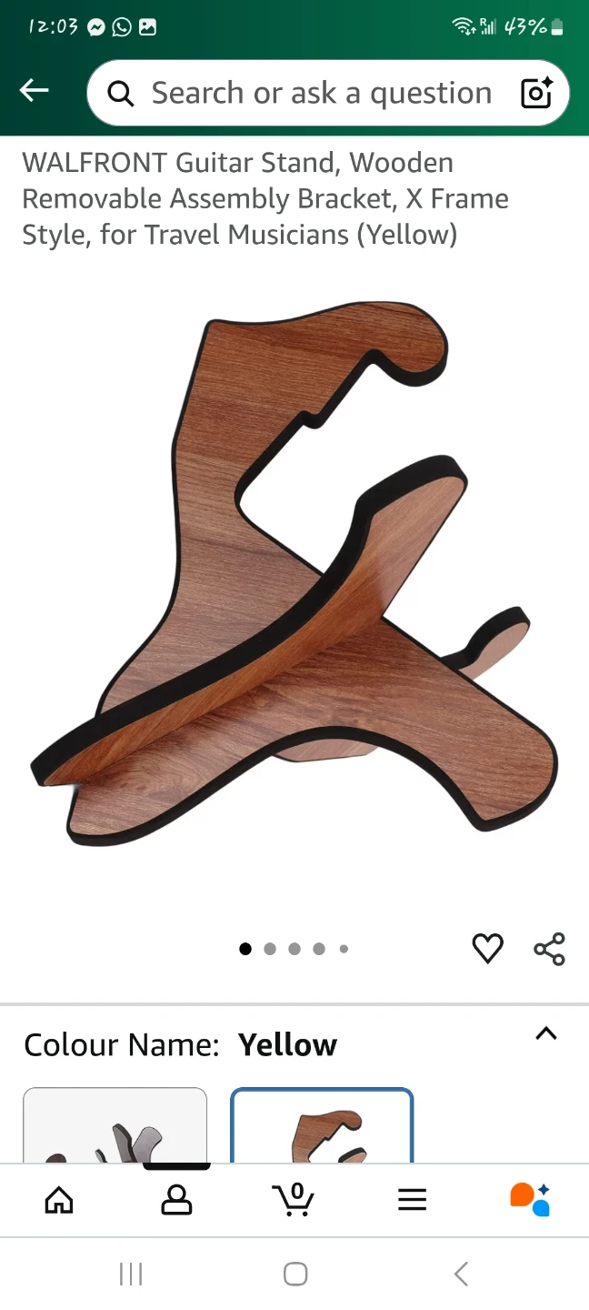 WALFRONT Wooden Guitar Stand - Yellow