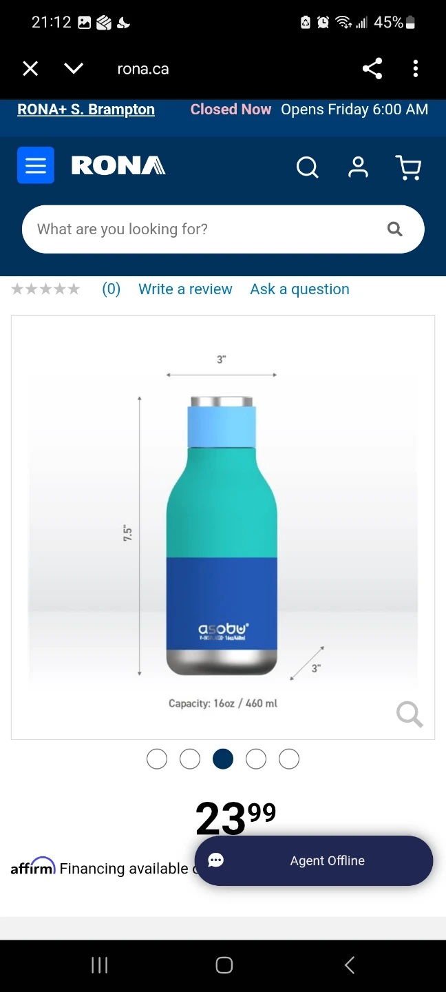 BNIB - Asobu V-Insulated 16oz Bottle - Blue/Teal - photo 3