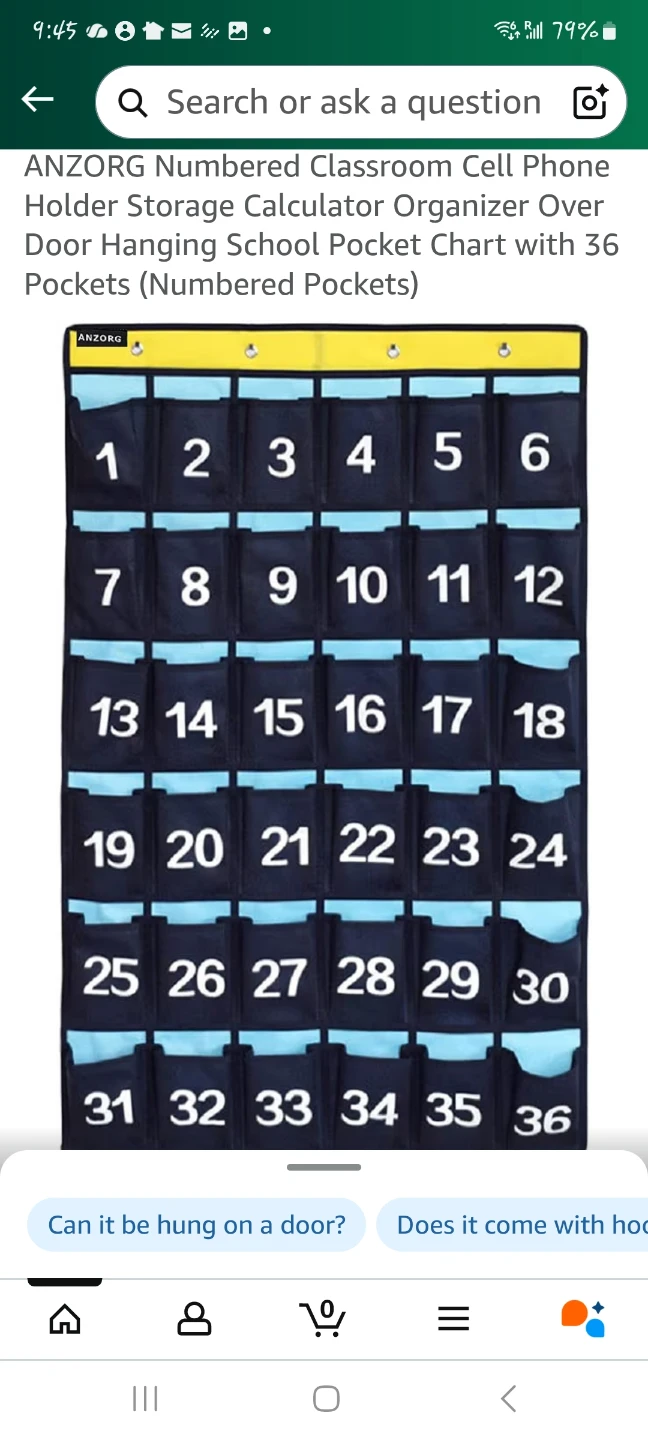 Numbered Pocket Chart Organizer NEW