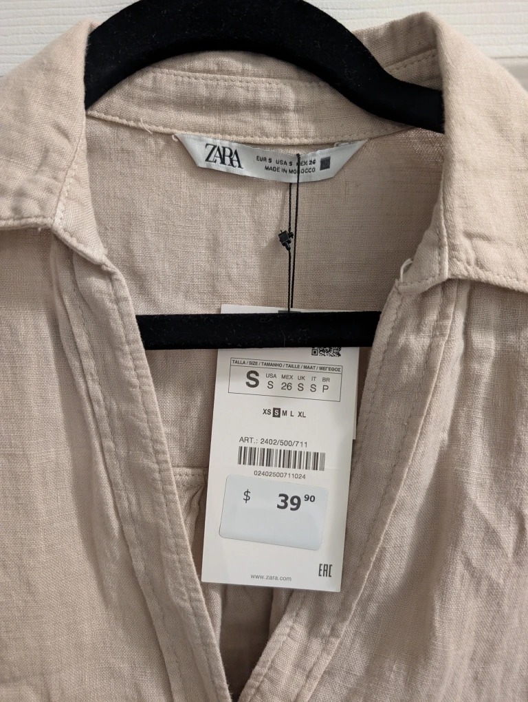Zara Linen Blend Button-Up Shirt - Size S - photo 2