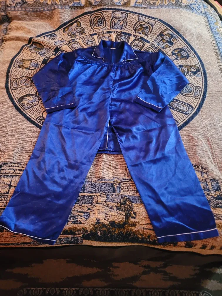 Blue Satin Pajama Set - XXXL image indicator(4)
