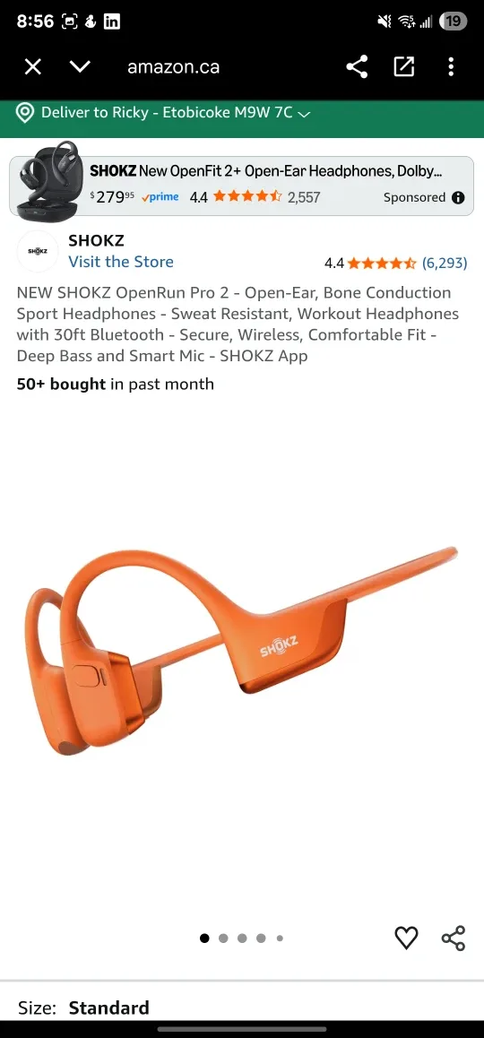 NEW Shokz OpenRun Pro 2 Orange Headphones image indicator(6)