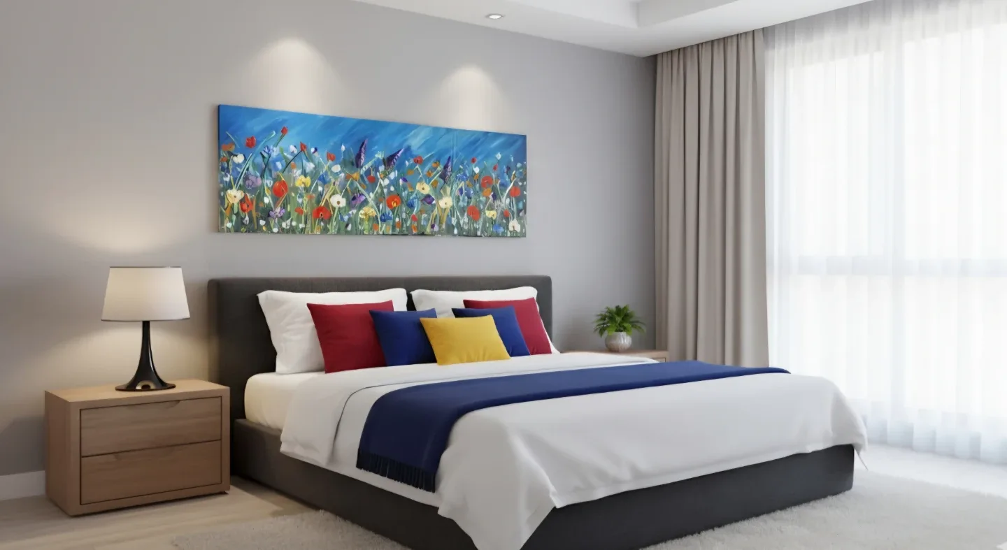 Huge original hand-painted painting by local artist Wild flowers image indicator(2)