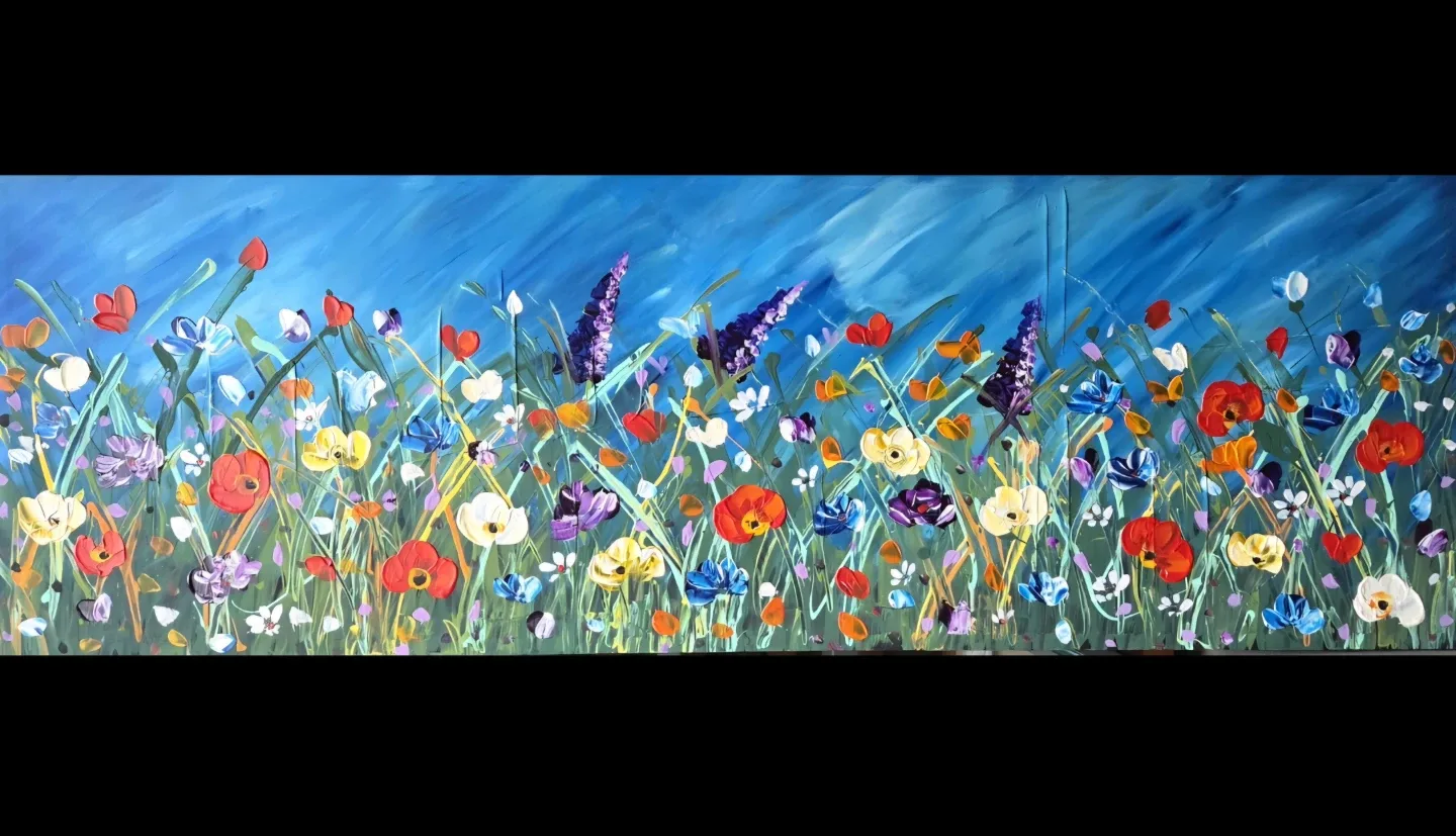 Huge original hand-painted painting by local artist Wild flowers image indicator(4)