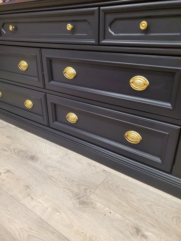 Black Dresser with Gold Hardware