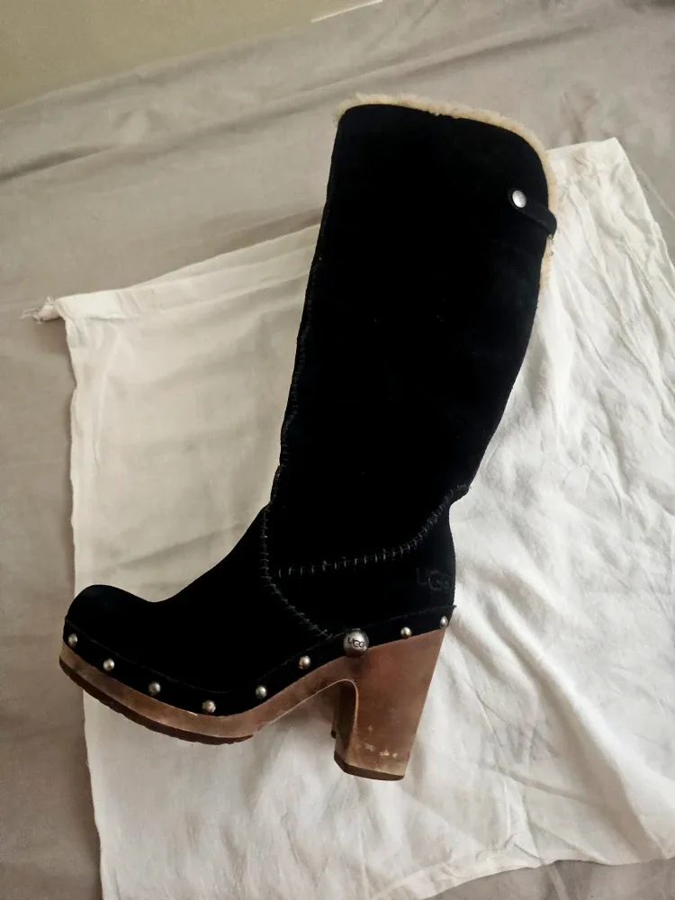 UGG Black Suede Leather Tall Boots image indicator(3)