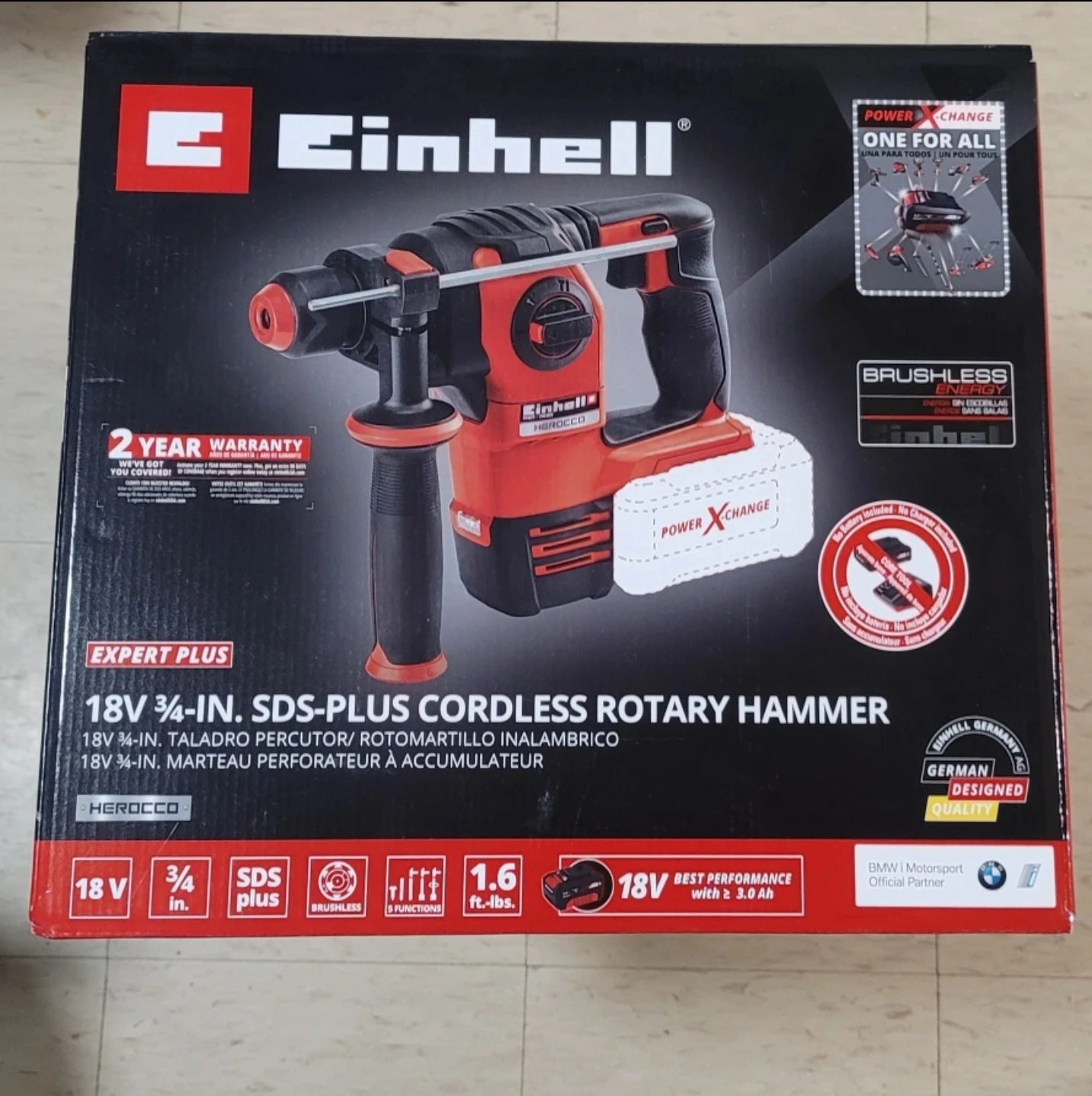 Einhell 18V 3/4-in. SDS-Plus Cordless Rotary Hammer - New! - photo 2