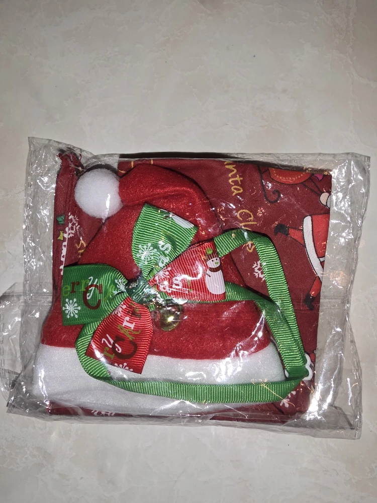 Christmas Pet Costume Set - Hat, Bandana, Bow Tie - photo 3