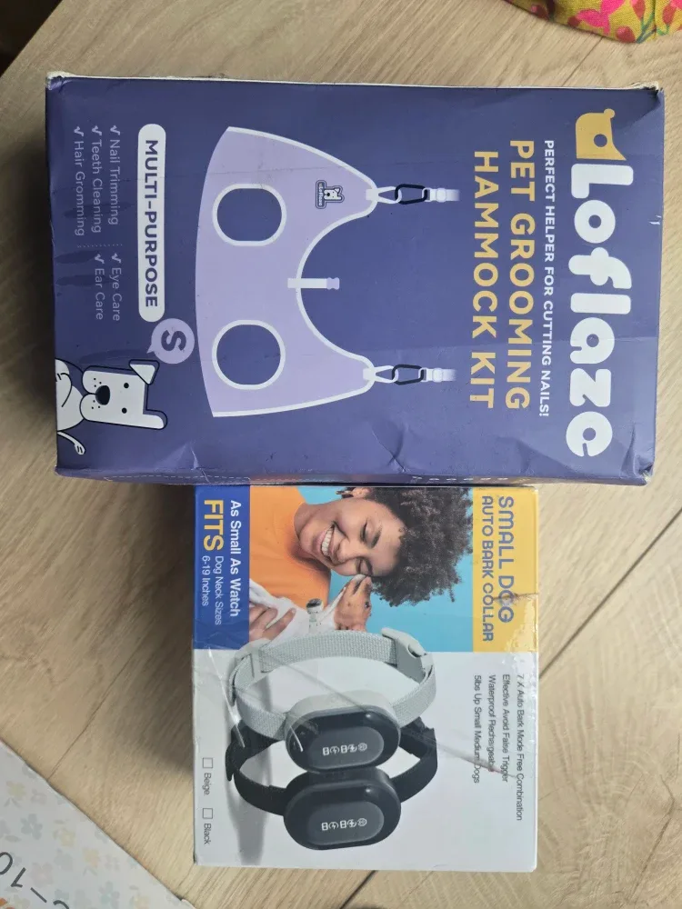 Pet Grooming Hammock Kit & Auto Bark Collar. New