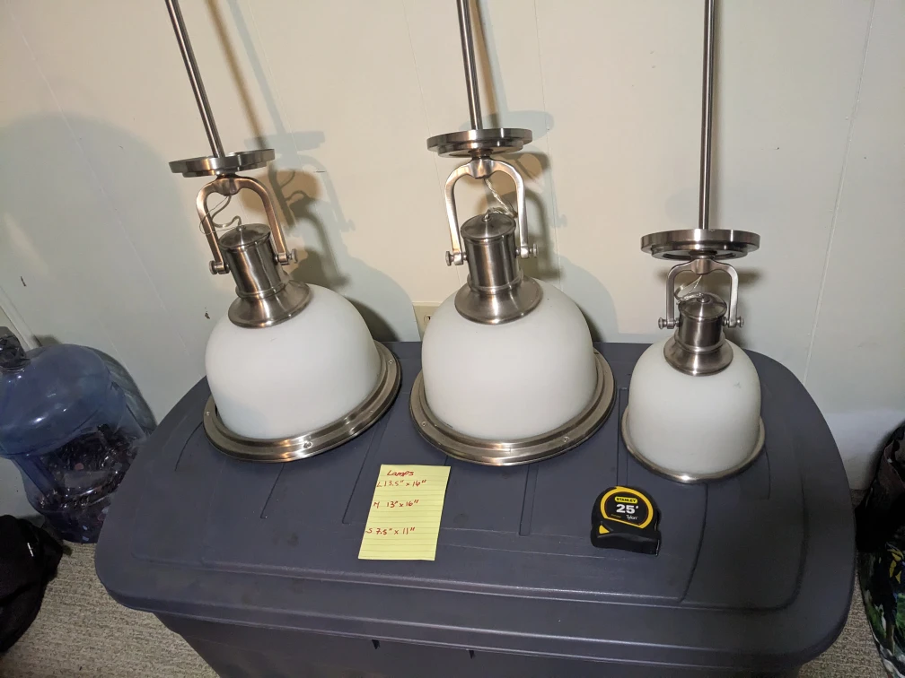 3 Pendant Lights - Sizes 13.5", 13", 9.5"