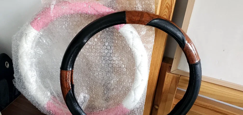 Steering Wheel Cover - Black, Brown & White