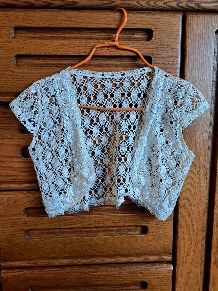 Crochet Bolero Shrug - Cream Colour