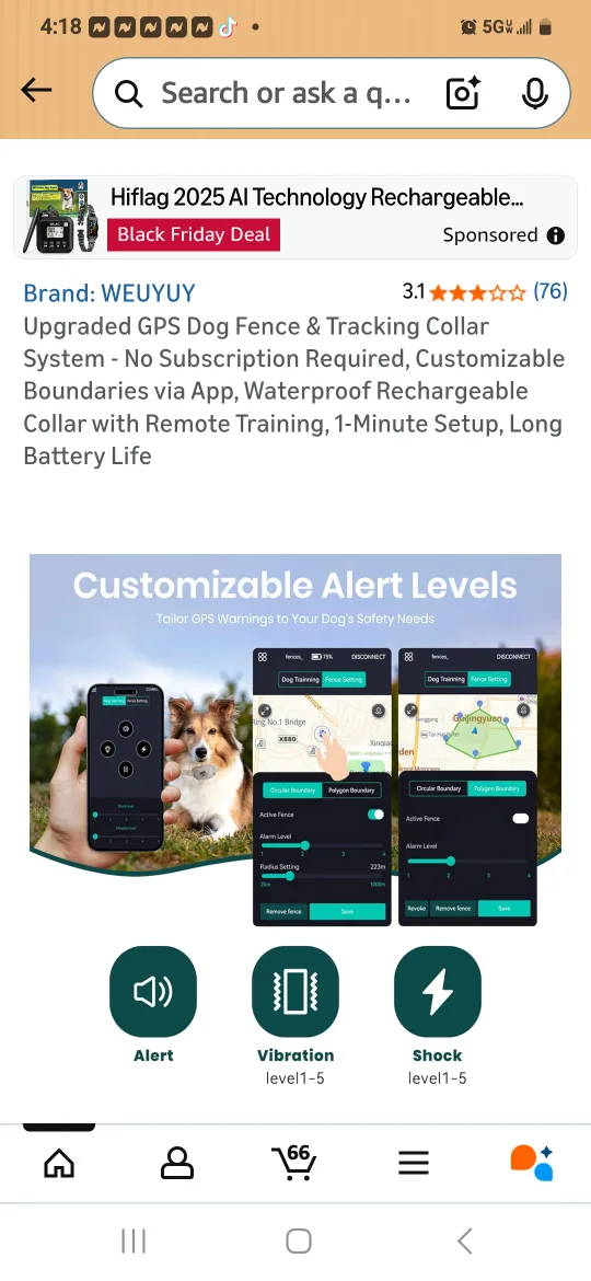 WEUYUY GPS Dog Fence & Tracking Collar System image indicator(5)