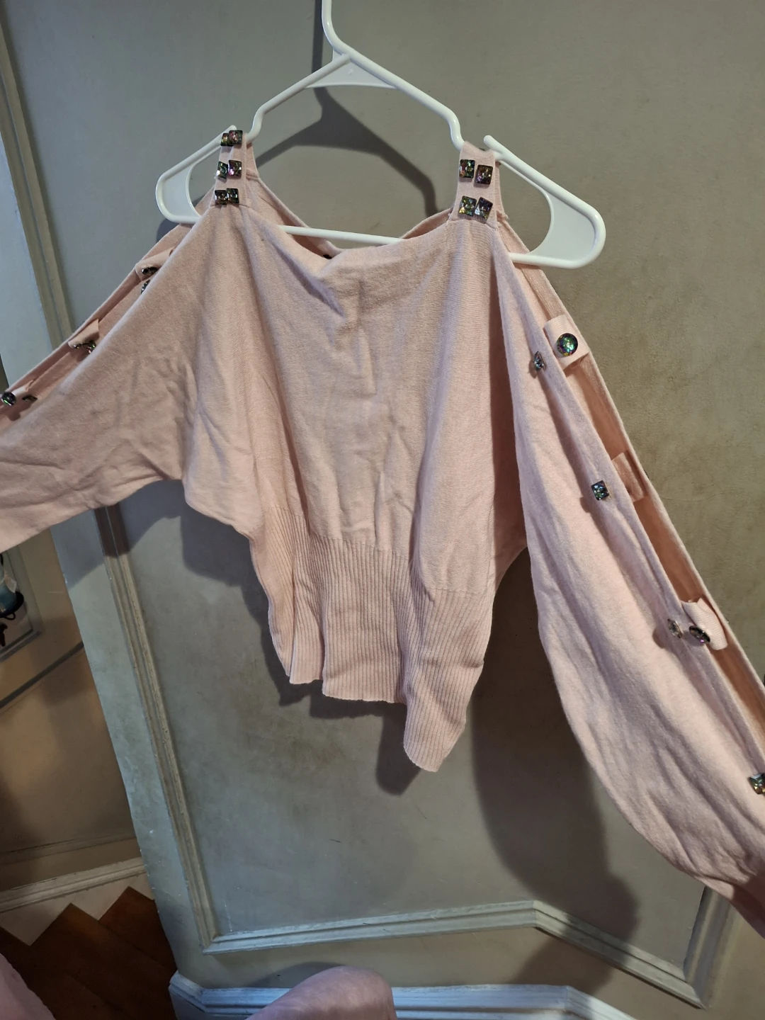 Pink Cold Shoulder Long Sleeve Top