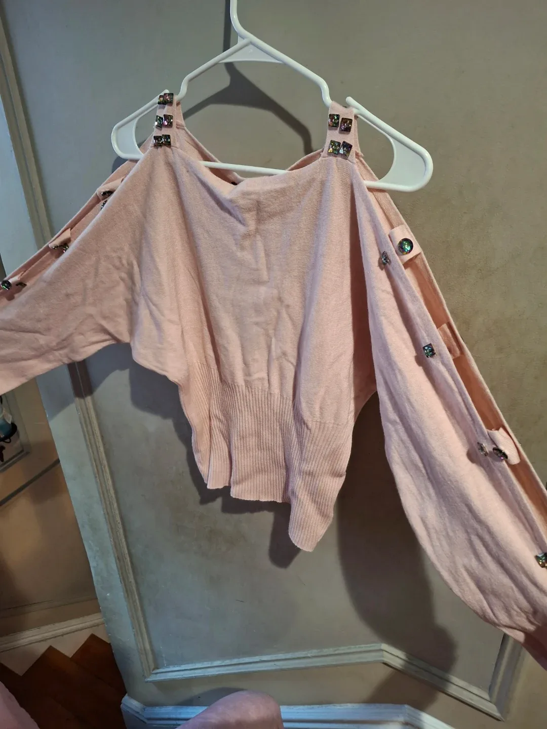 Pink Cold Shoulder Long Sleeve Top thumbnail