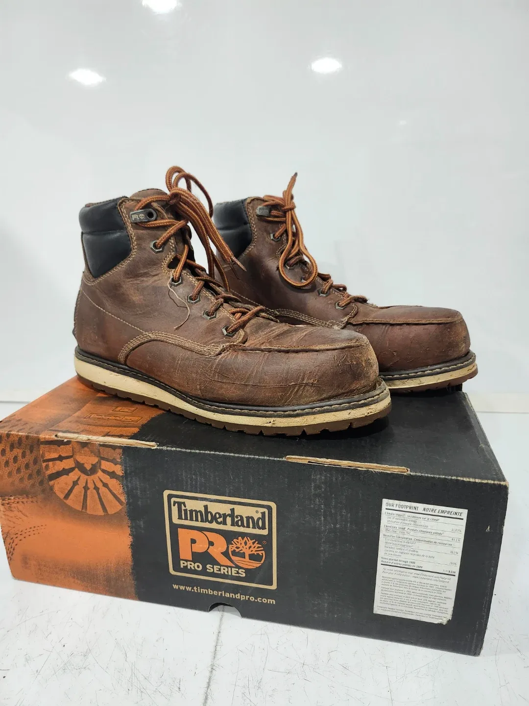 Timberland PRO Series Brown Leather Work Boots size8 🥕 thumbnail