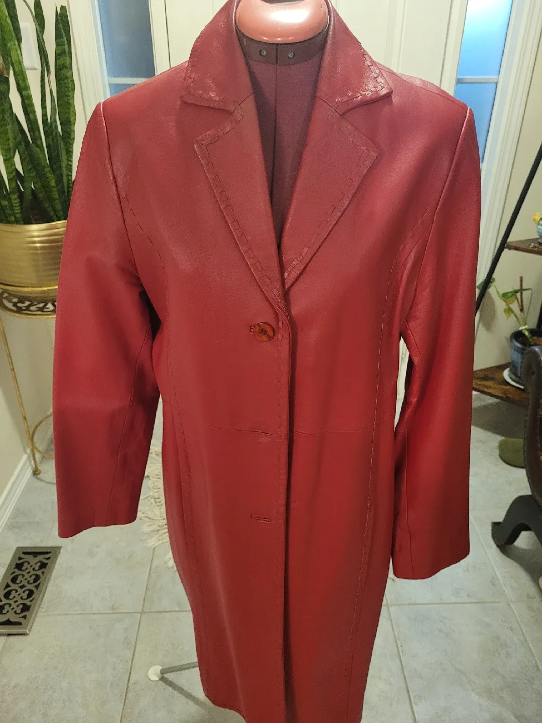 Metrostyle Red Leather Coat - Size M thumbnail