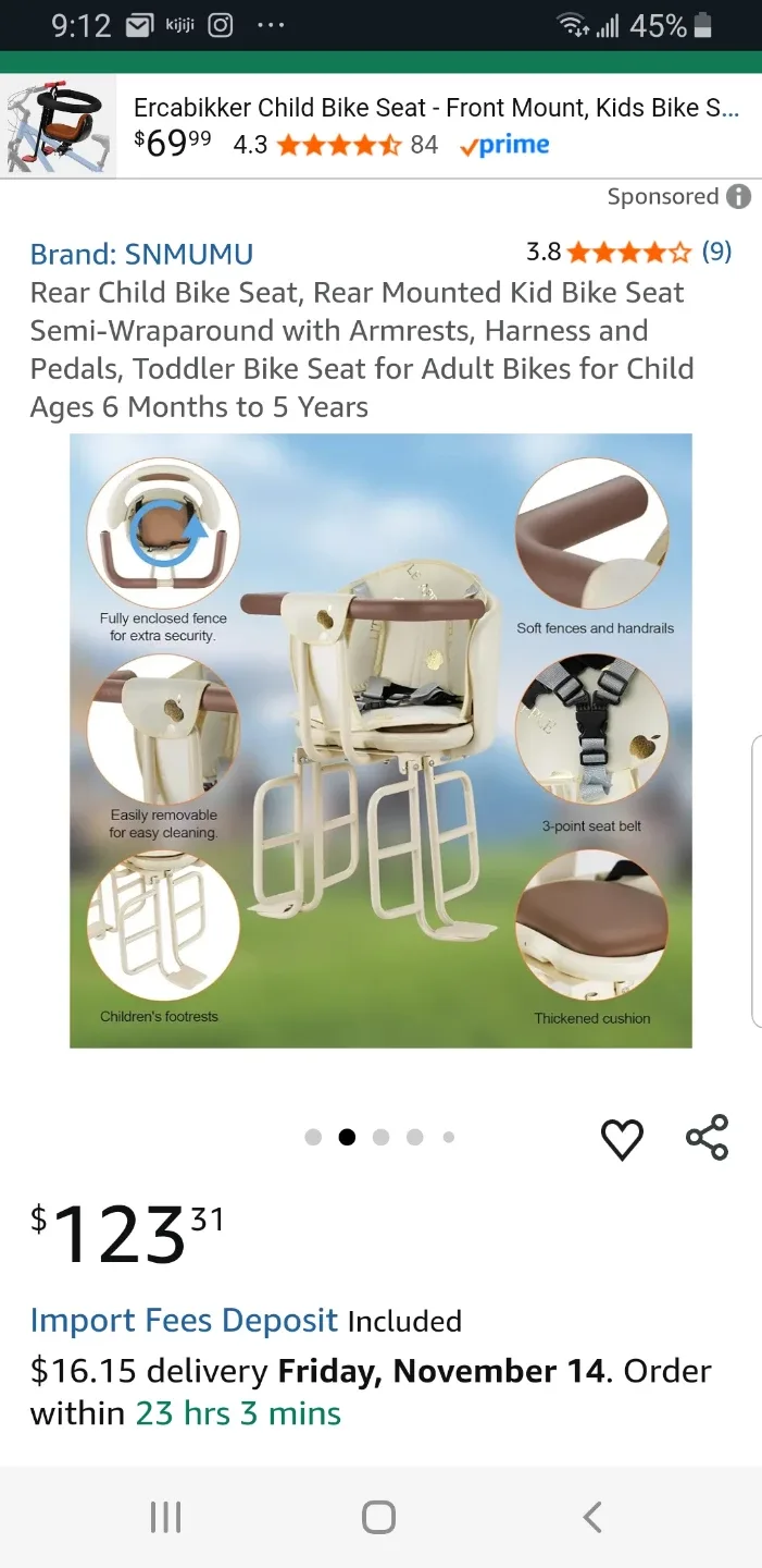 Rear Child Bike seat brand new image indicator(2)