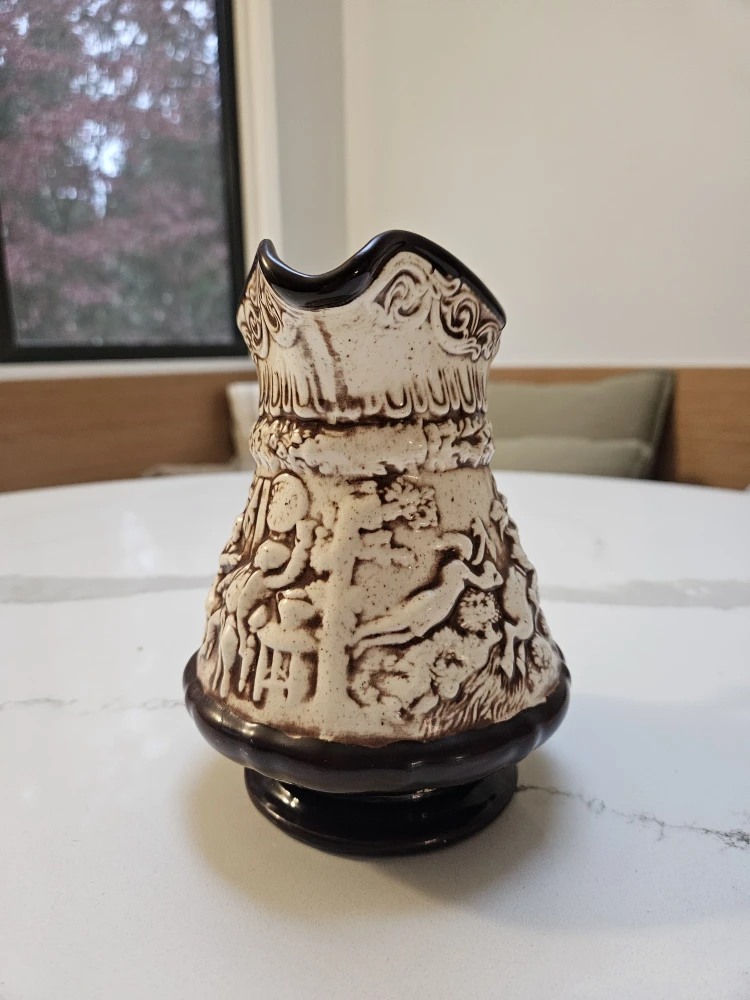 Vintage Handmade Ceramic Pitcher Cottagecore Christmas - photo 2