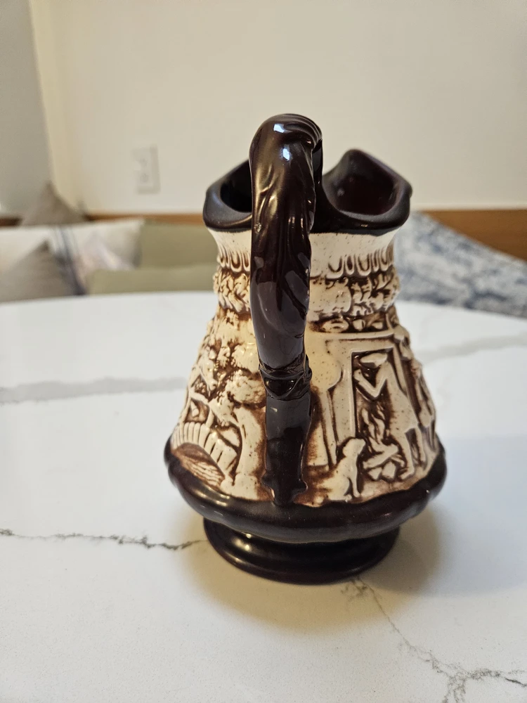 Vintage Handmade Ceramic Pitcher Cottagecore Christmas - photo 4