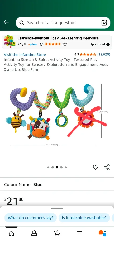 Infantino Stretch & Spiral Activity Toy - Blue Farm image indicator(2)