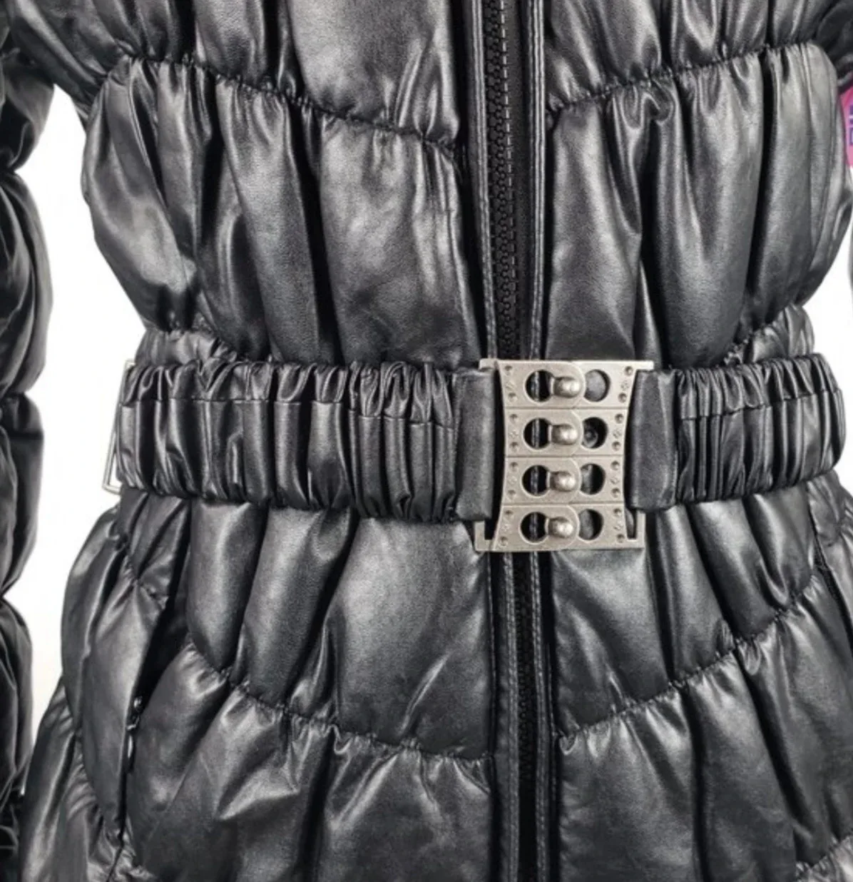 Beulah Black Puffer Belted Jacket Size S image indicator(2)