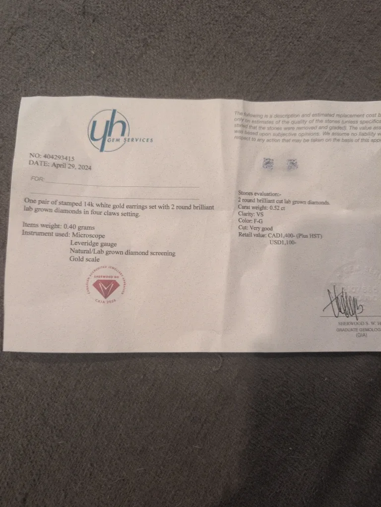 14k White Gold Lab Grown Diamond Earrings