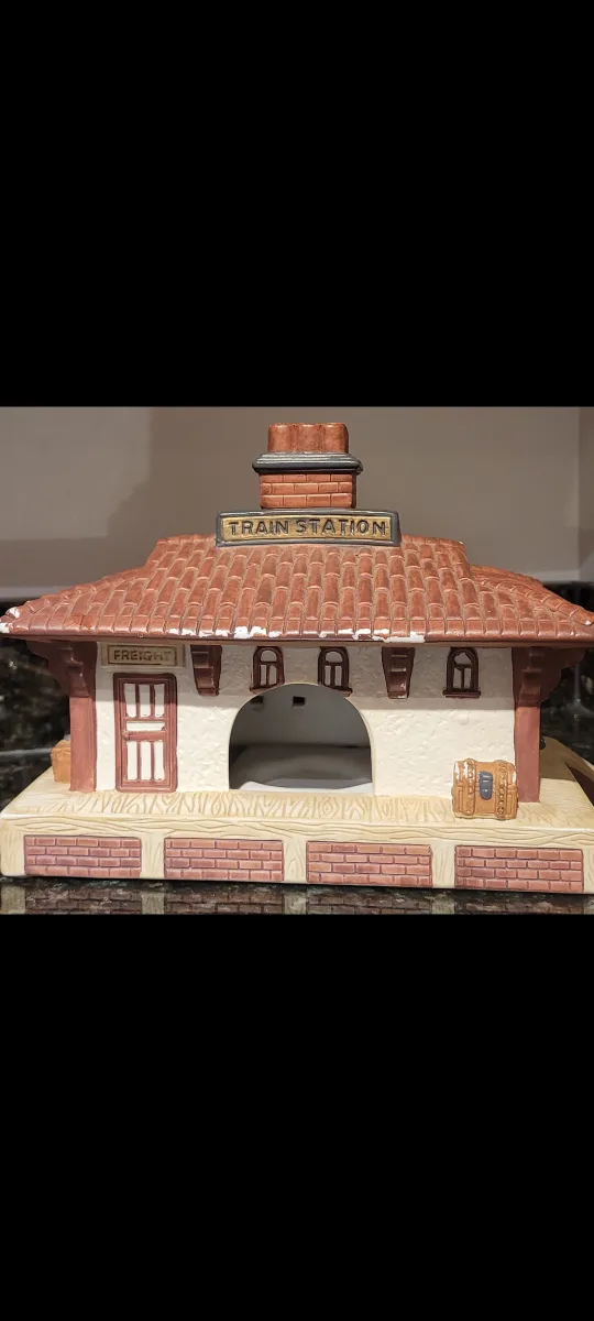 Ceramic Train Station Figurine