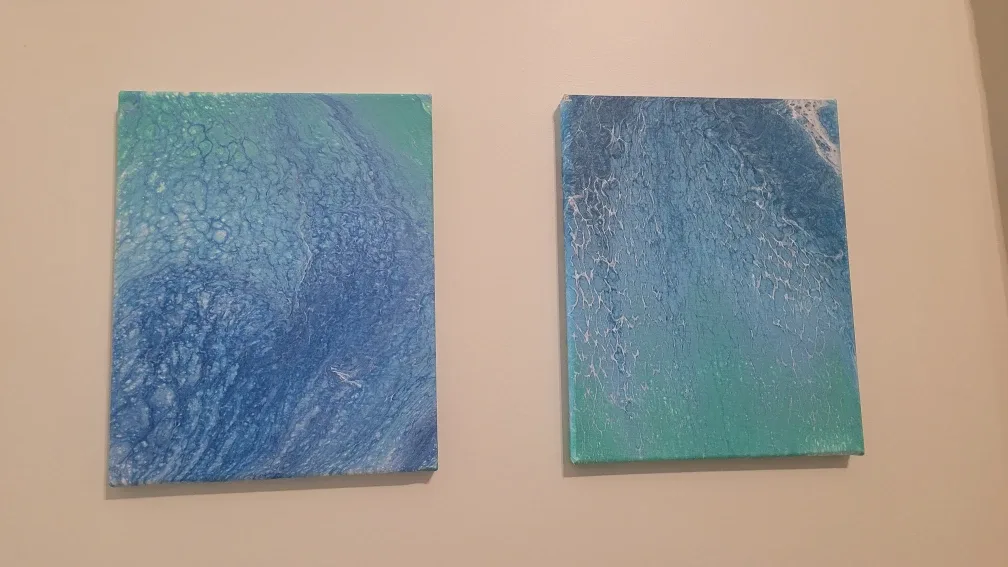 Two Blue Abstract Art Canvases image indicator(2)