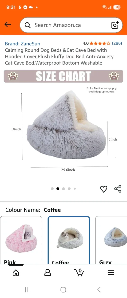 ZaneSun Calming Round Dog/Cat Bed - Coffee image indicator(5)