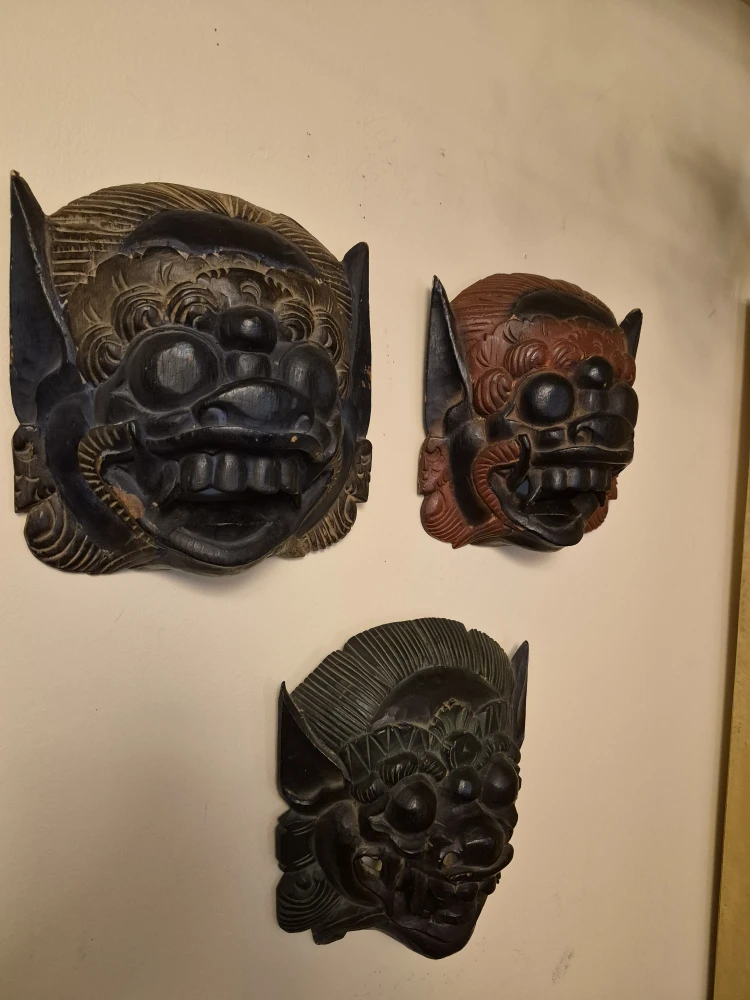 Set of Three Decorative Wooden Masks - photo 2
