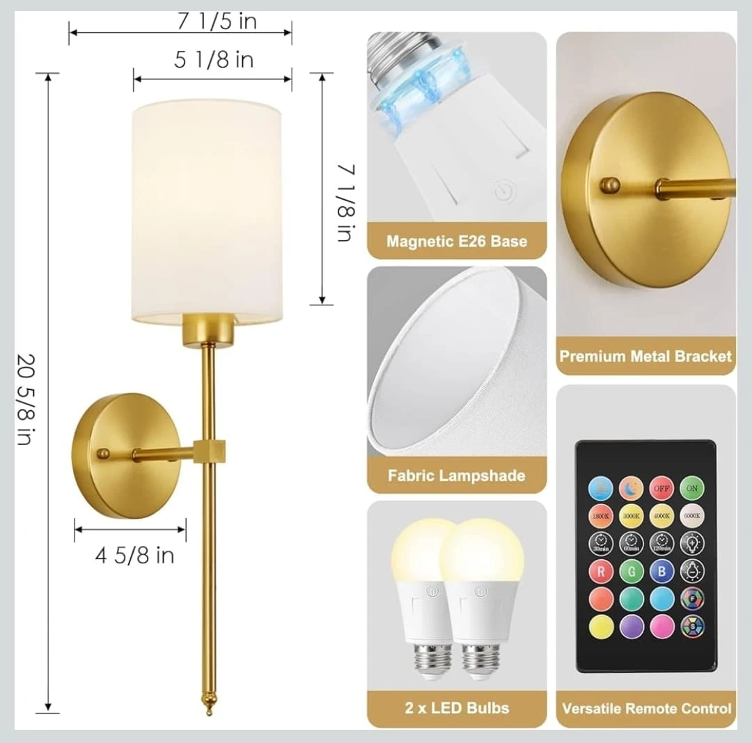 Wall Sconce Lighting Fixture with Remote - photo 3