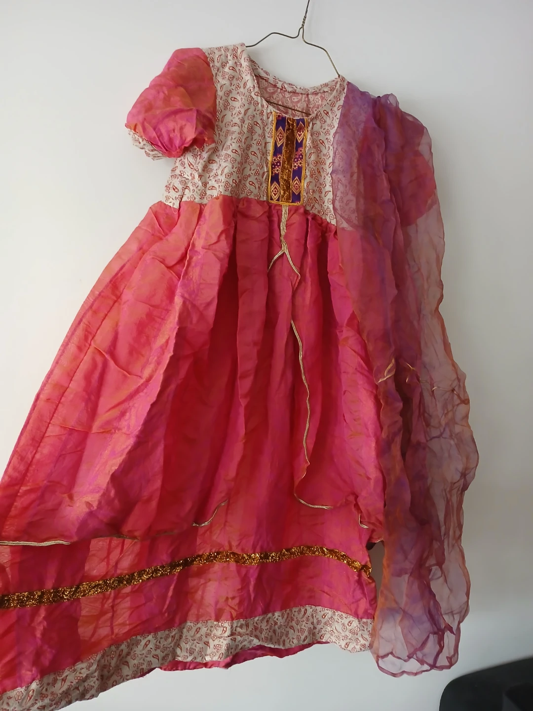 Pink Dress with Gold Detailing