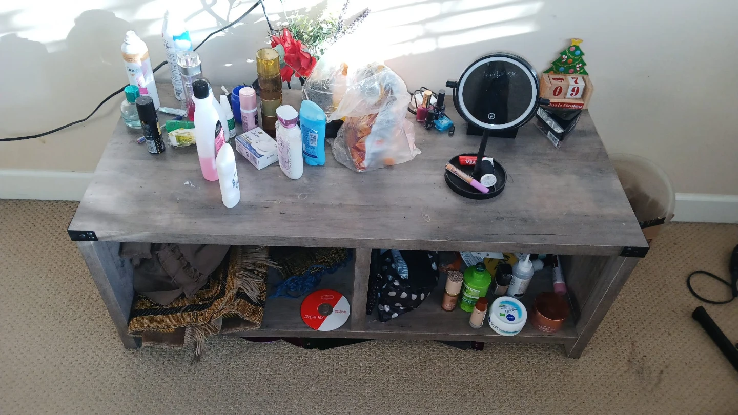 Grey Coffee Table with Shelf