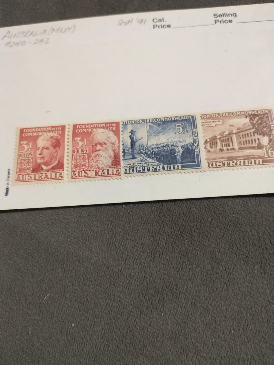 Lovely 1915 Australia Scott cat. #240-243 MNH 50th anniversary - photo 2