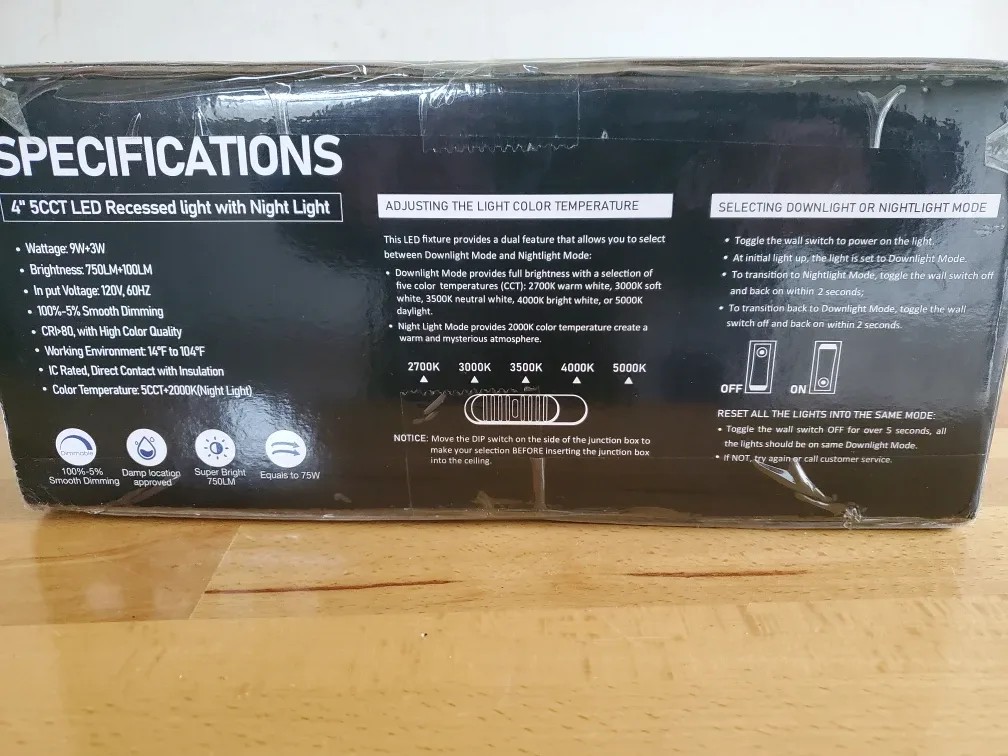 INCARLED 4" 5CCT LED Recessed Light w/ Night Light - New image indicator(2)