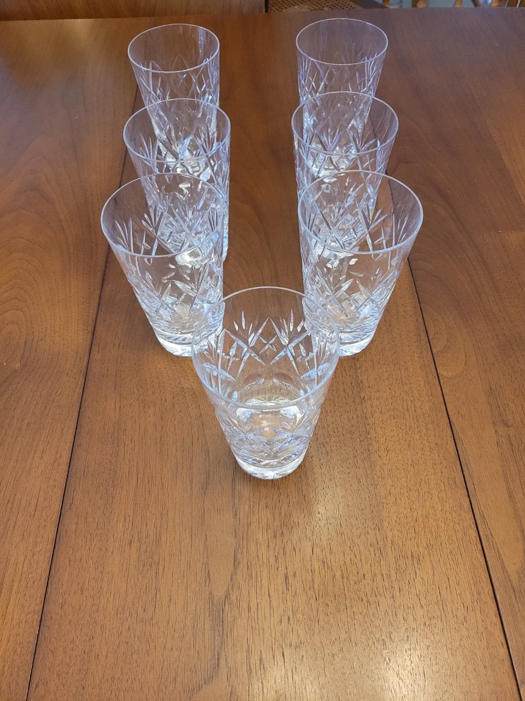 Vtg Set of Webb Corbett-7 Diamond Cut Crystal Glasses