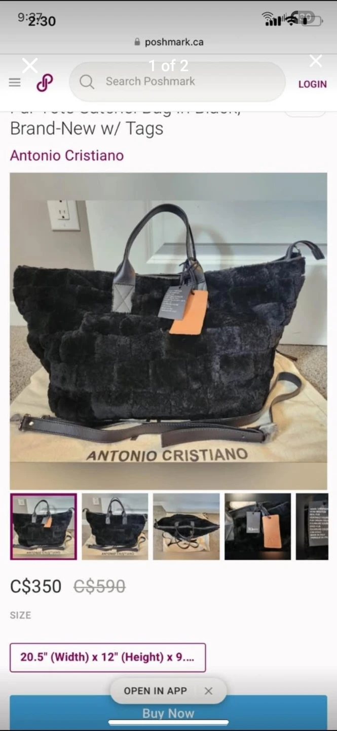 New Antonio Cristiano Black Tote Bag