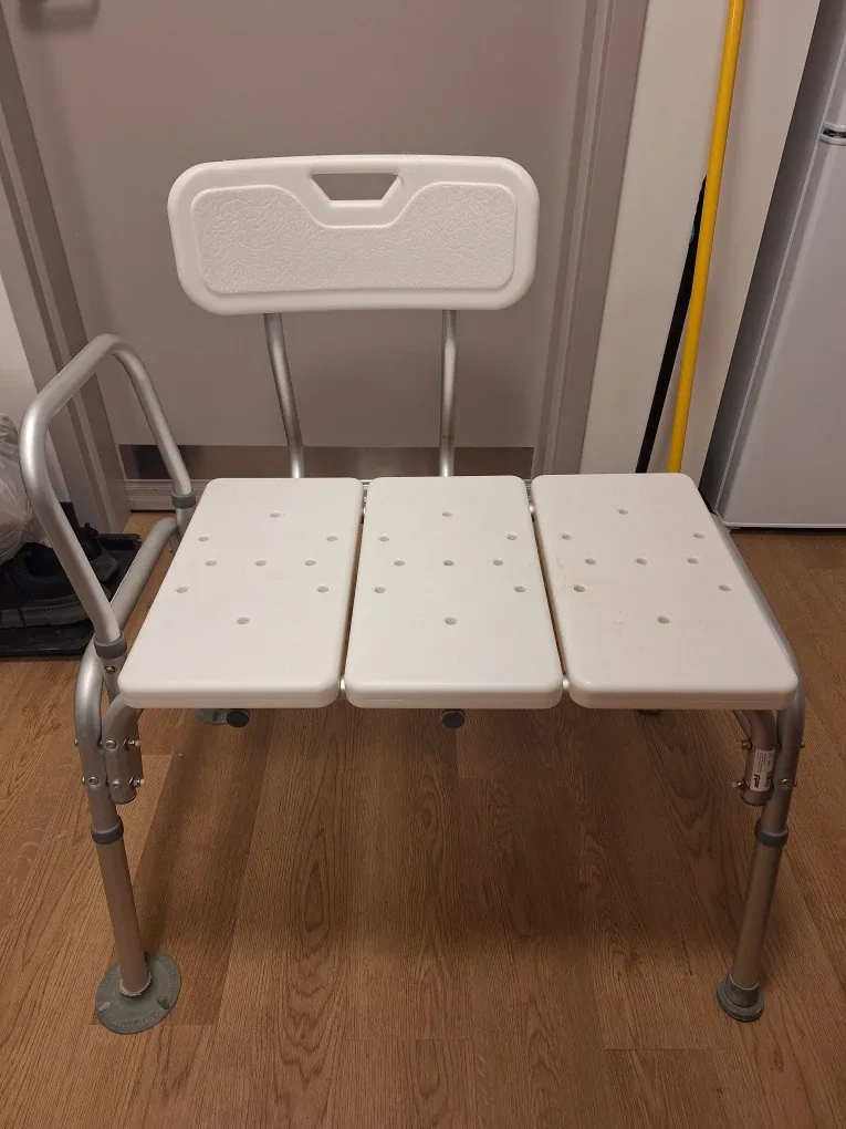 White Transfer Bench with Backrest