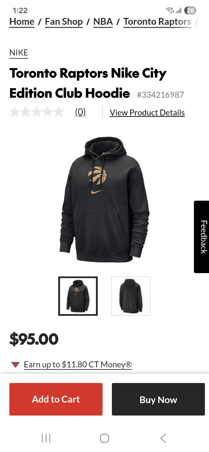 BRAND NEW RAPTORS WOMENS HOODIE SIZE S BUT MIGHT FIT M. $29.99