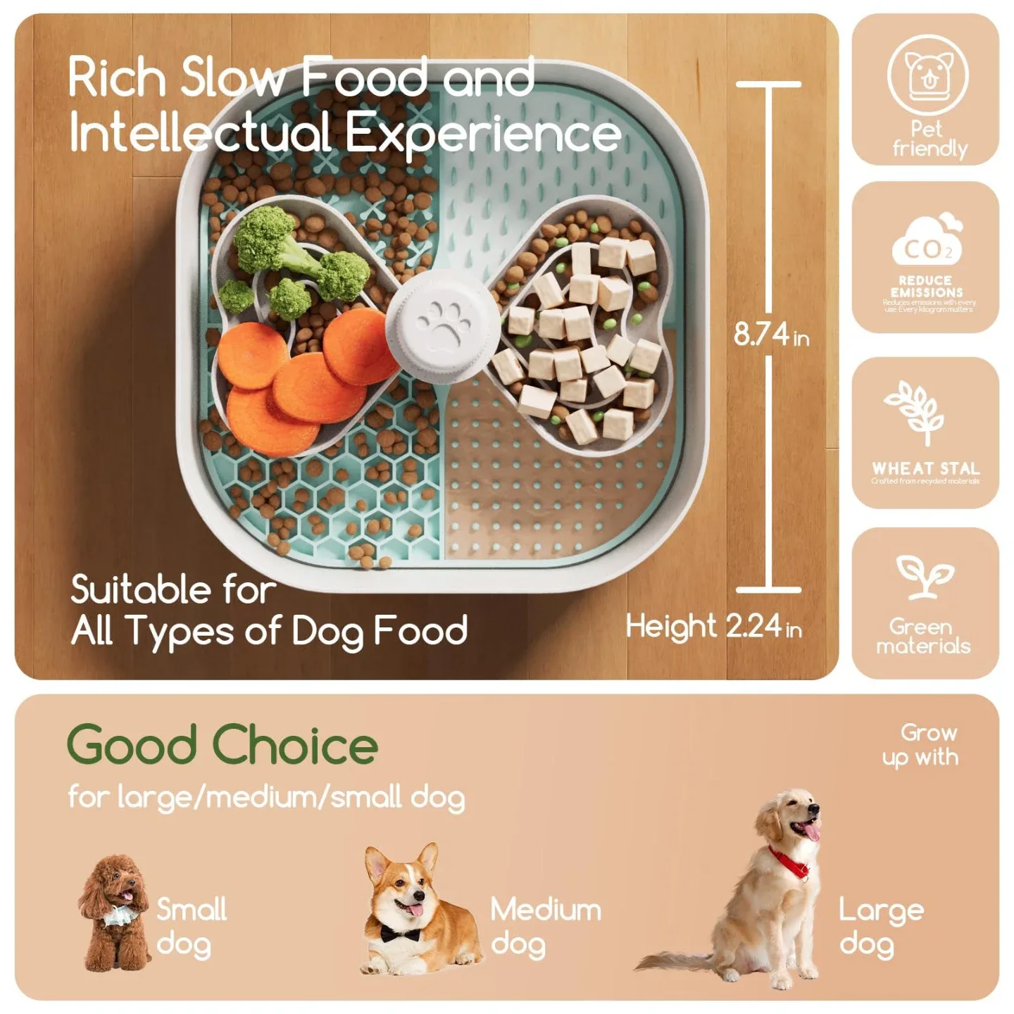 Kilin 20x Slow Feeder Dog Bowl with Puzzle Mode and Licking Pad image indicator(3)