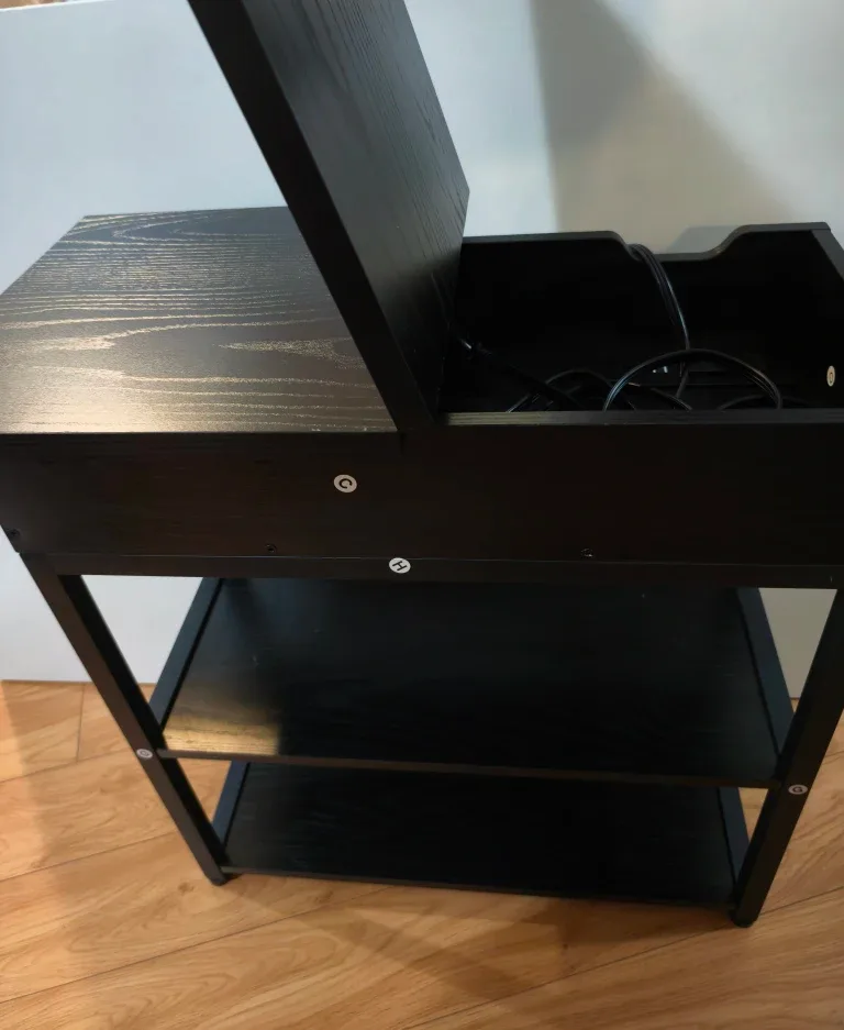 Black Narrow End Table with Charging Station image indicator(3)