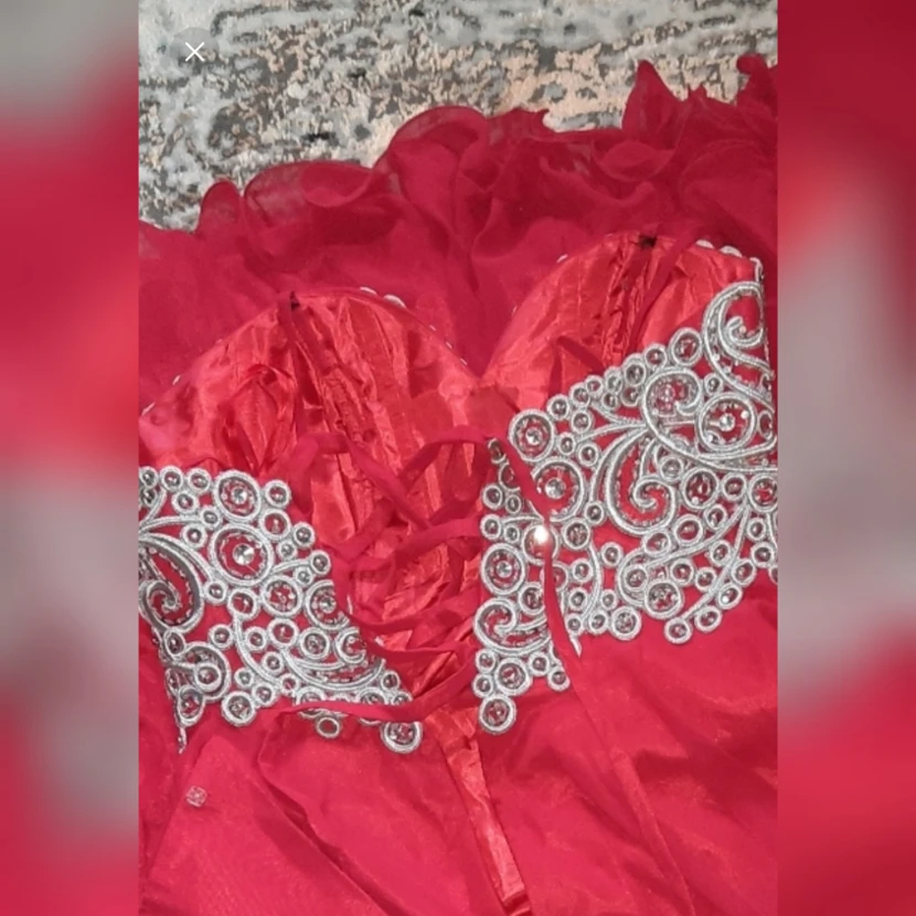 Red Formal Dress with Silver Embroidery - photo 5
