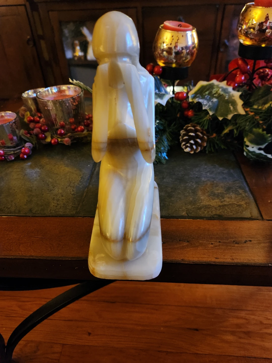 Vintage Alabaster Sculpture Kneeling Figure - photo 3