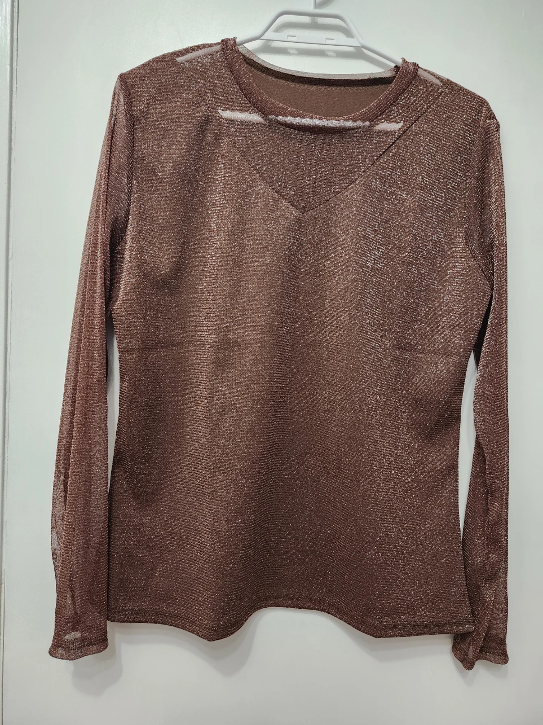 Brown Sparkly Long Sleeve Top
