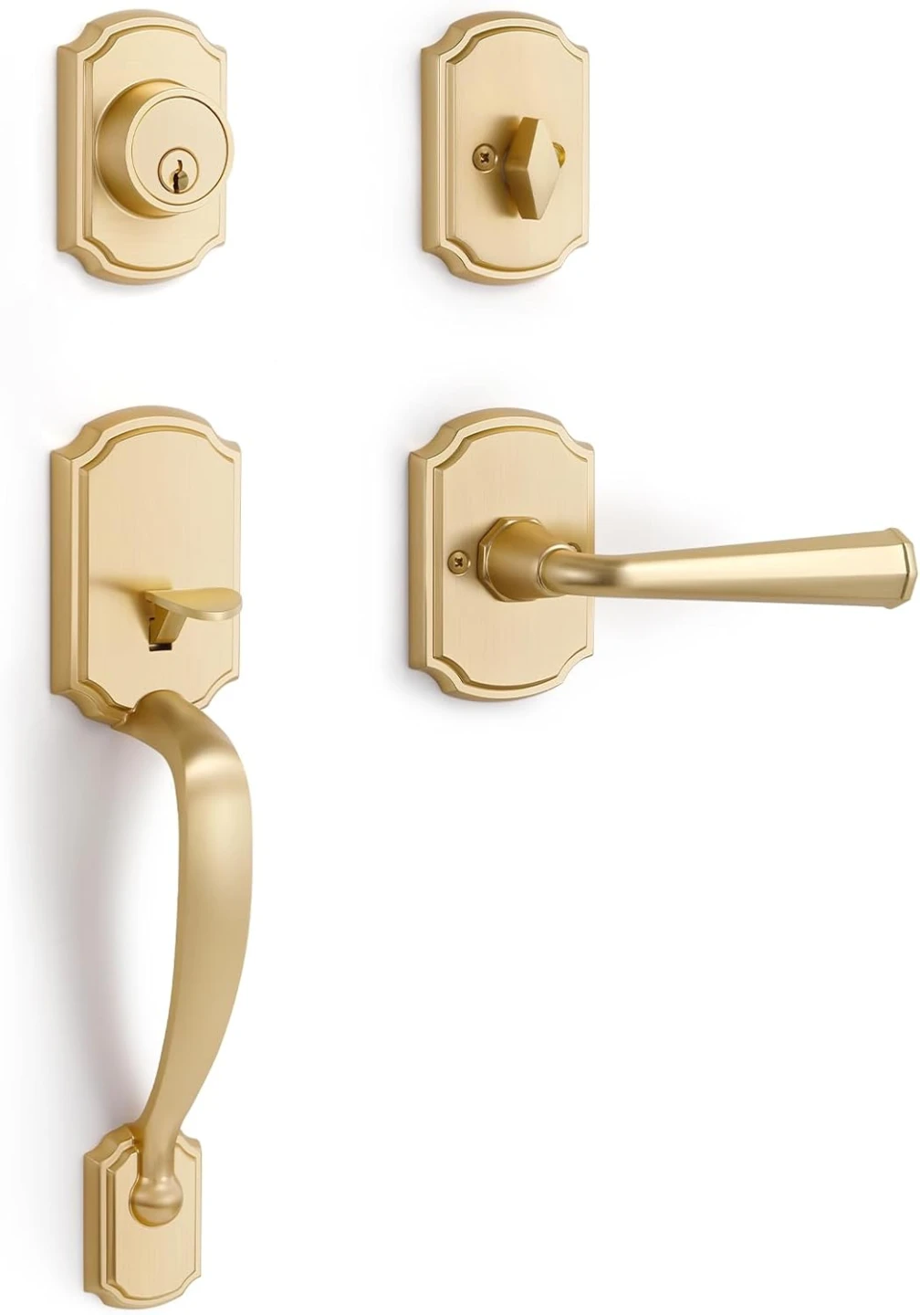 Gold Front Door Handle and Deadbolt Set BNIB