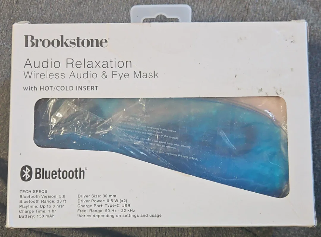 😴 Brookstone Wireless Audio Eye Mask Hot Cold Therapy 🌙!!! - New