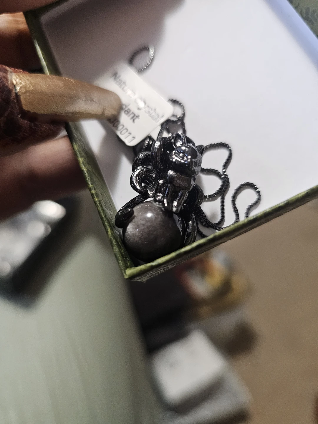 Nature's Soul Crystal Pendant, Black Obsidian with gold flash - photo 2