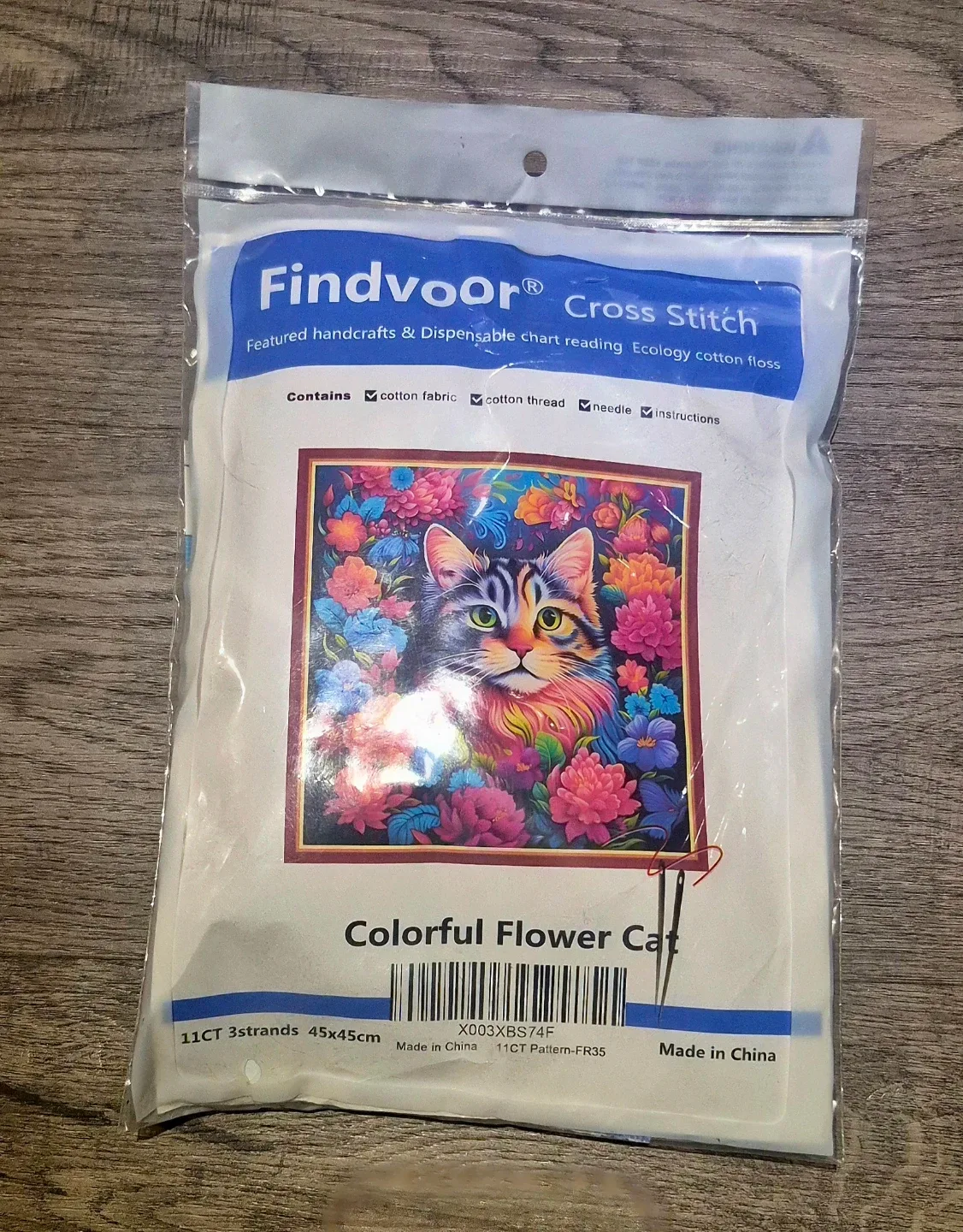 Stamped Cross Stitch DIY Kits Embroidery Cat 17.7"x17.7"